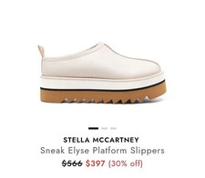 Stella McCartney Sneak Elyse Platform White Slippers EU 39 US 8.5 MPN 810441