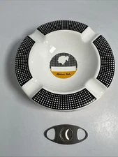 Cohiba Cigars Large 8” Ceramic Cigar Ashtray Unique Checkered Design + Cutter