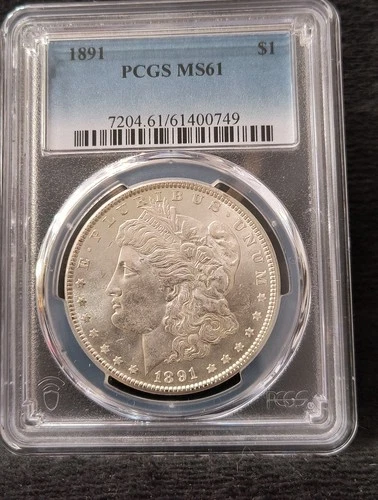 1891 Morgan Silver Dollar PCGS MS61 Blast White Coin