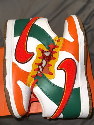 Nike Dunk Hi Retro Chenille Swoosh Leather High Top DR8805-100 White/Red
