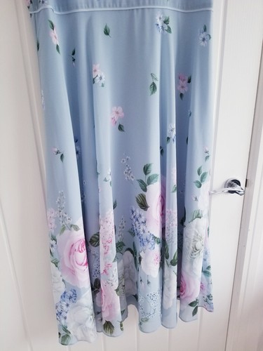 Hobbs Carly Floral Print Occasion Dress Size UK 18 Light Blue US 14 Midi - Picture 5 of 15