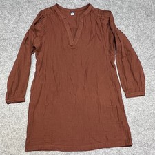 Old Navy Terracotta Brown Gauze V-Neck Long Sleeve Cover Up Mini Dress Med Tall