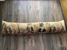 Vintage PLOW & HEARTH CAT TAPESTRY PILLOW Door Draft Pillow 36”.