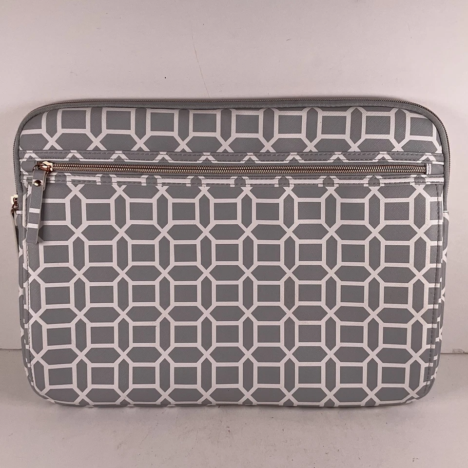 Studio C 15"x11” Laptop Sleeve OH GEO Gray White Geometric Rosegold Hardware - Image 2 of 4