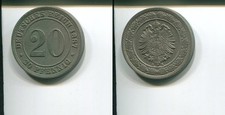 KAISERREICH 1887 A - 20 Pfennig in Nickel, stgl. - WAPPEN