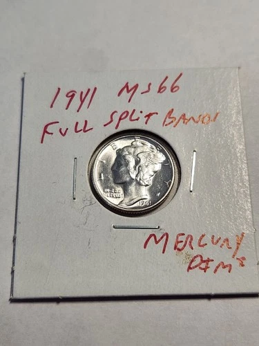1941 UNC +++ FULL SPLIT BANDS MERCURY DIME RARE