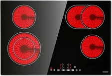 Electric Cooktop 30'' 4 Burners Stove Top Built-in Radiant Ceramic Sensor Touch