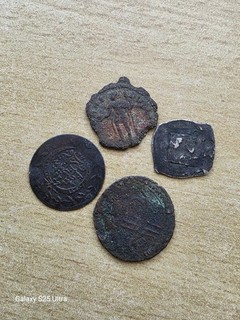 4 alte historische Münzen / Fundmünzen (u.a. Osmanisch Antike / Römer silber?