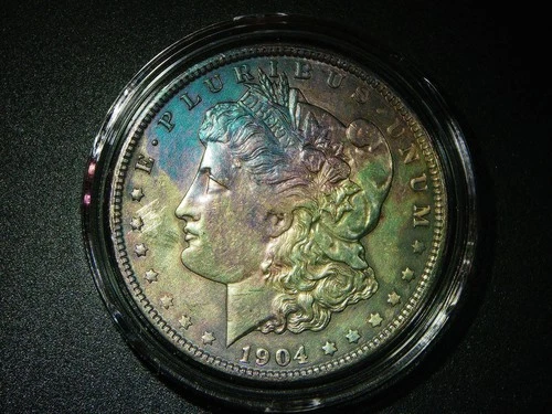 1904-O AU+/UNC. MORGAN DOLLAR BEAUTIFULLY TONED NICE COLLECTOR COIN-1840