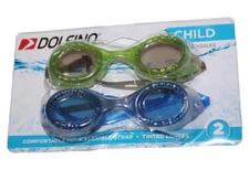 Dolfino Child Swim Goggles 2 Pack Blue Green Swimming Pool Children