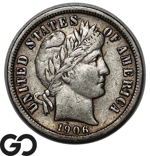 1906 Barber Dime, XF