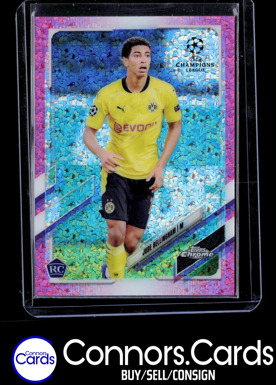 Jude Bellingham Rookie 2020-21 Topps Chrome UEFA #68 Pink Mini-Diamond /175