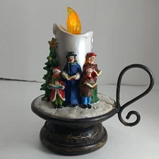 Lighted Snowman Flicker-Flame Candle 8-Song Christmas Carol Tabletop MUSIC BOX