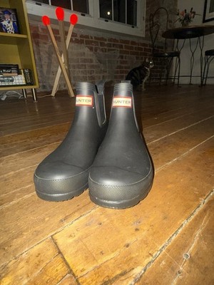Hunter WFS2006RMA-BLK Chelsea Rain Boot for Women, Size US 5- Black