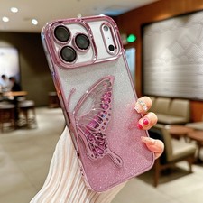 For iPhone 17 Air 16 Pro Max 15 14 13 12 11 Butterfly Glitter Bling Sparkle Case