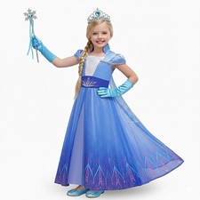 Girls Elsa Fancy Dress Costume Kids Pretty Princess Party Dress Up & Accessories