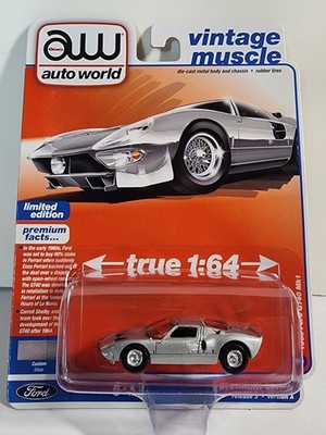 Auto World Vintage Muscle Silver - 1965 Ford GT40 Mk1 /Release 3 Version A / A32