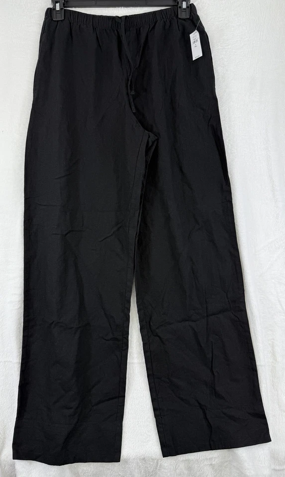 Pantalones de lino Gap Easy de pierna ancha pequeños altos para mujer negros nuevos con etiquetas Foto 2 de 4