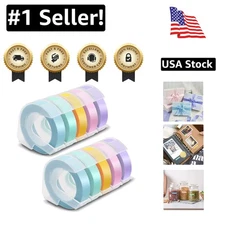 10-Pack Self-Adhesive 3D Embossing Label Tape for Dymo - Vibrant Macaroon Colors