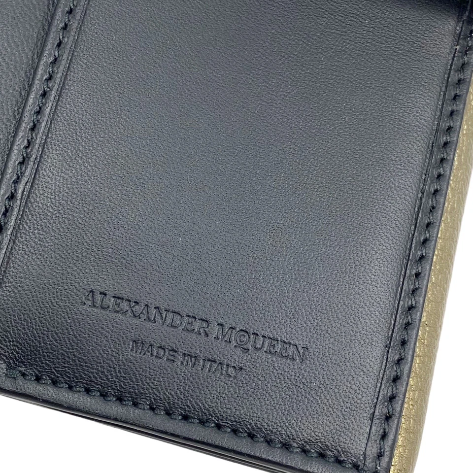 Alexander McQueen Gold Metallic Leather Flap Skull Wallet Made In Italy NWOB - Image 3 of 4