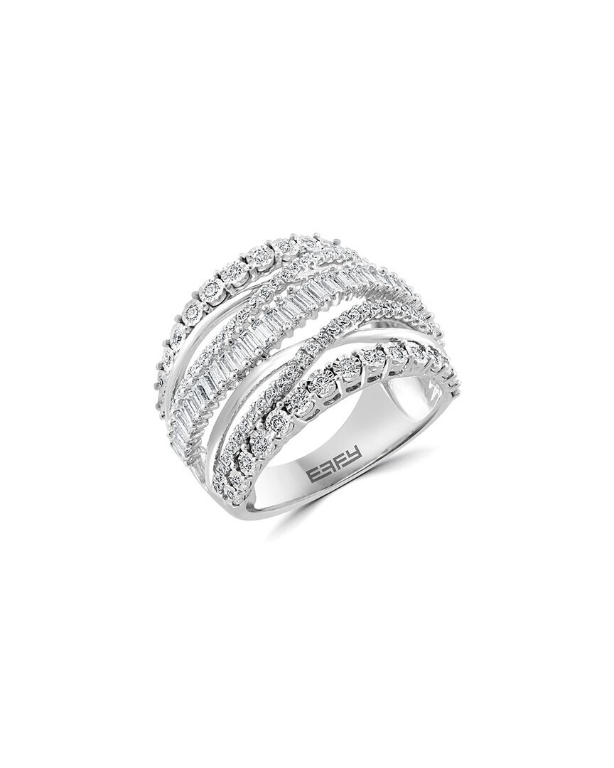 Женское кольцо с бриллиантом Effy Fine Jewelry из серебра 0,98 карата с двумя бриллиантами