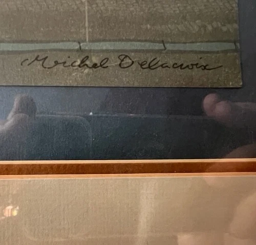 Arte litográfico firmado enmarcado Michel Delacroix "L'Homme Sandwich" París Francia Foto 3 de 4
