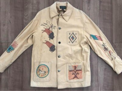 Rare Polo Country Leather Jacket Size M Native American Indian