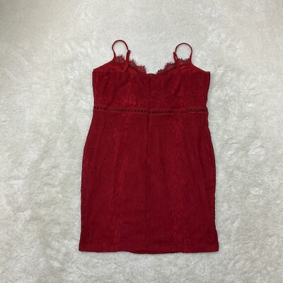 Pretty Little Thing Womens Size 12US Red Velvet Accent Lace Mini Dress |  eBay