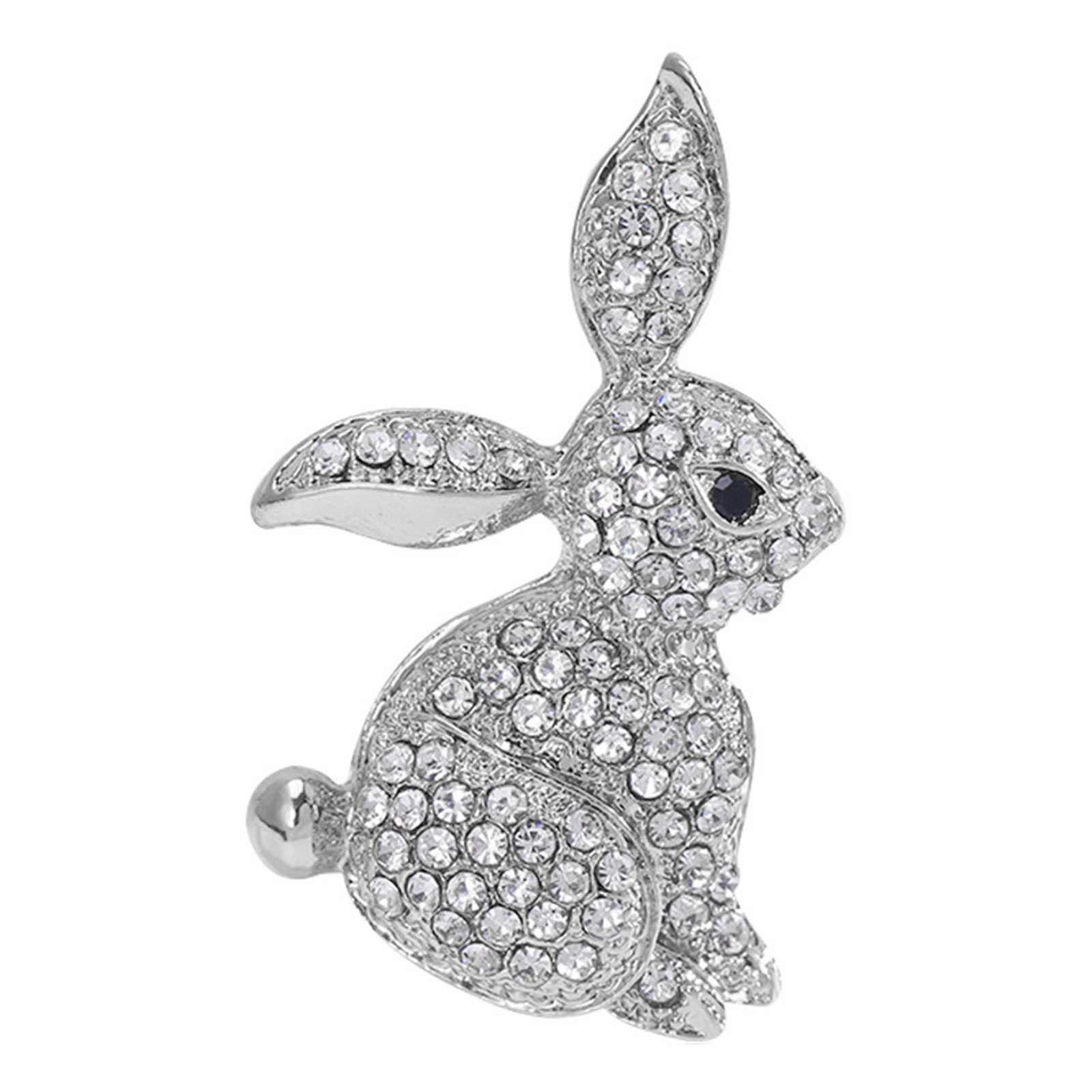 Sweater Brooch Durable Coat Elegant Bunny Shape Rhinestone Sparkling Lapel Pin-image
