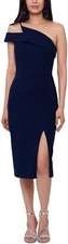 Xscape Womens Knit One Shoulder Midi Dress Size-4