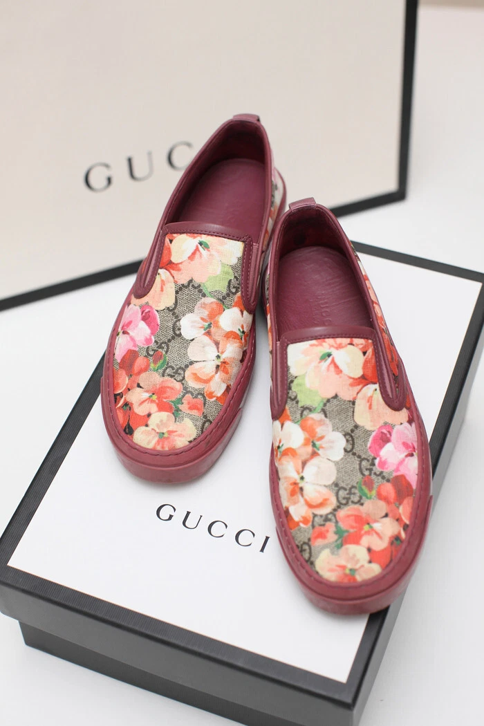 Gucci GG Blooms Supreme toile florale à enfiler chaussures mocassins plats