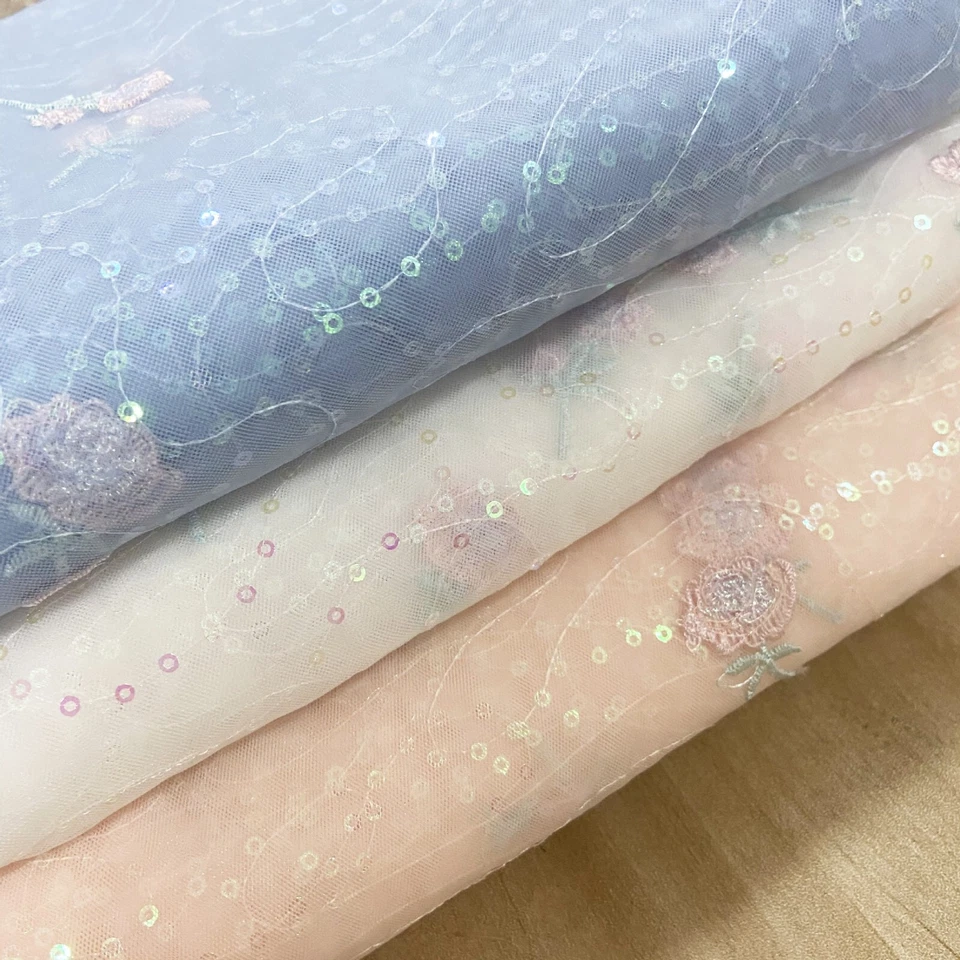 Pailletten Stickereien Mädchen Kleid Röcke Netz Kinder Bekleidung Stoff 1 M - Bild 3 von 4