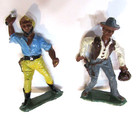 Two Vintage 1970's Hand Painted Cowboys 2" Tall Hard Plastic Western Toy Figure — photo 2