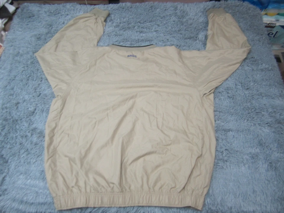 BASS Jacket Mens 2XL XXL Yellow Windbreaker Pullover V-Neck Polyester - Image 4 of 4