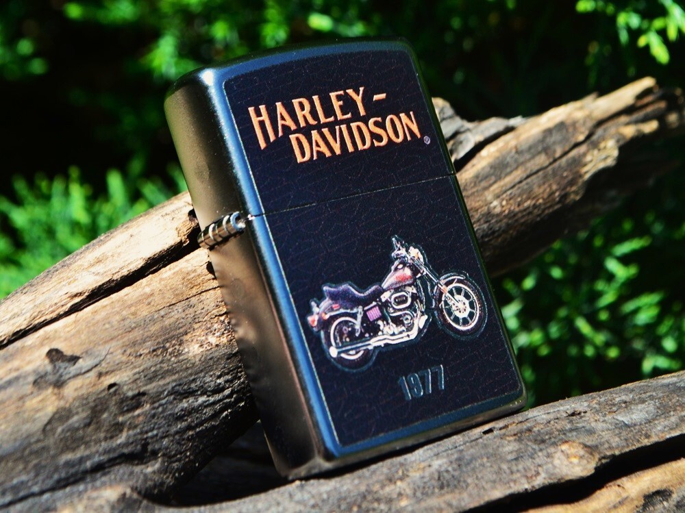 Harley Davidson Zippo Lighter - 1977 FXS 1200 Low Rider - Bar and