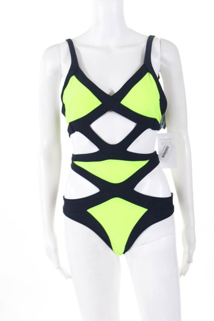 neon green bathing suit one piece