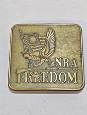 Vintage NRA Freedom Bicentennial 1776-1976 Brass Belt Buckle