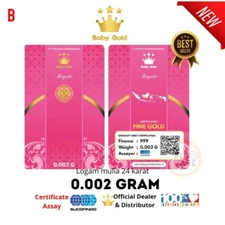 0.002 Gram Mini Baby Gold Nugget 999.9 Fine Bullion Pure 24ct Gold Round AU