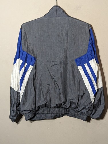 '90s Vintage Wilson Tennis Iconic Color Block Windbreaker Blue White Abstract XL - Picture 2 of 4