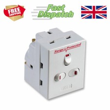 Image of 13A 3 Way Anti Power Surge Plug UK Plug Socket Adaptor