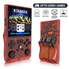 Red 128GB R36MAX Retro Handheld Game Console, 4k HD IPS Screen Video Player