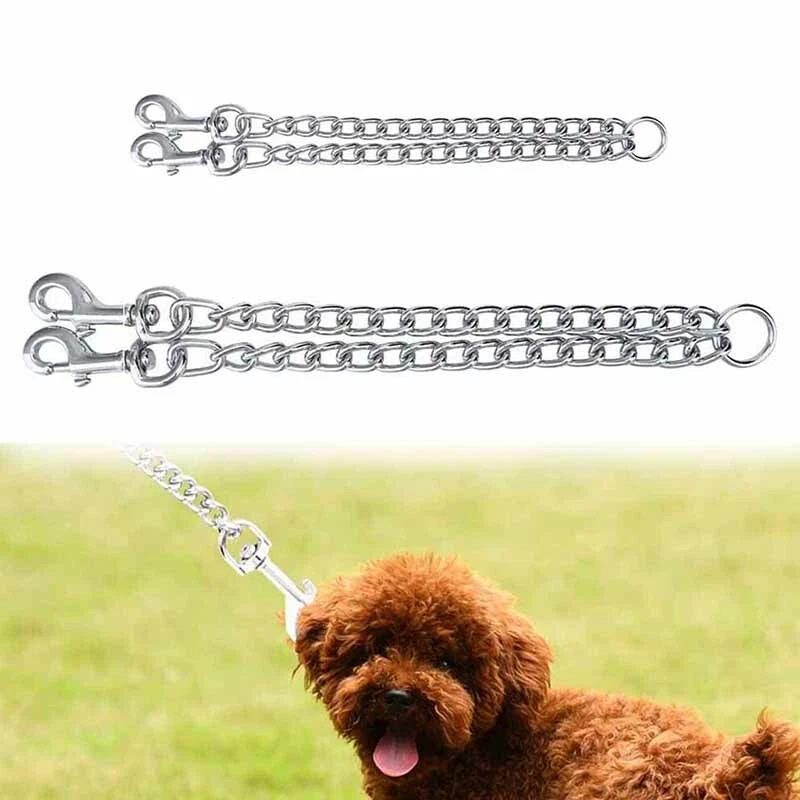 Dog leash with top chain on end