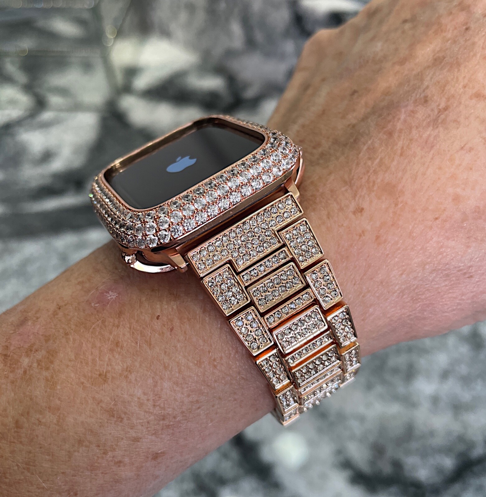 Ribbon Wave Metal Watch Band For Apple Watch Ultra 49mm(Rose Gold)