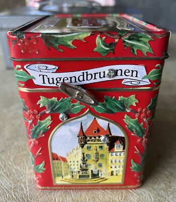 Vintage LAMBERTZ AACHEN CHRISTMAS GERMAN COOKIE TIN Music Box 3.5