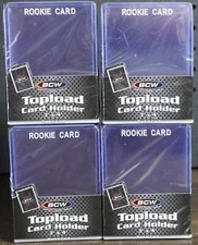 (100) BCW Toploaders "ROOKIE CARD" Imprinted White Standard 3x4 (20 Pt.)