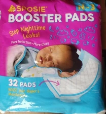 3 PKS Sposie Booster Pads Overnight Diaper Doublers 32 Pads EACH Fits Sizes N-3