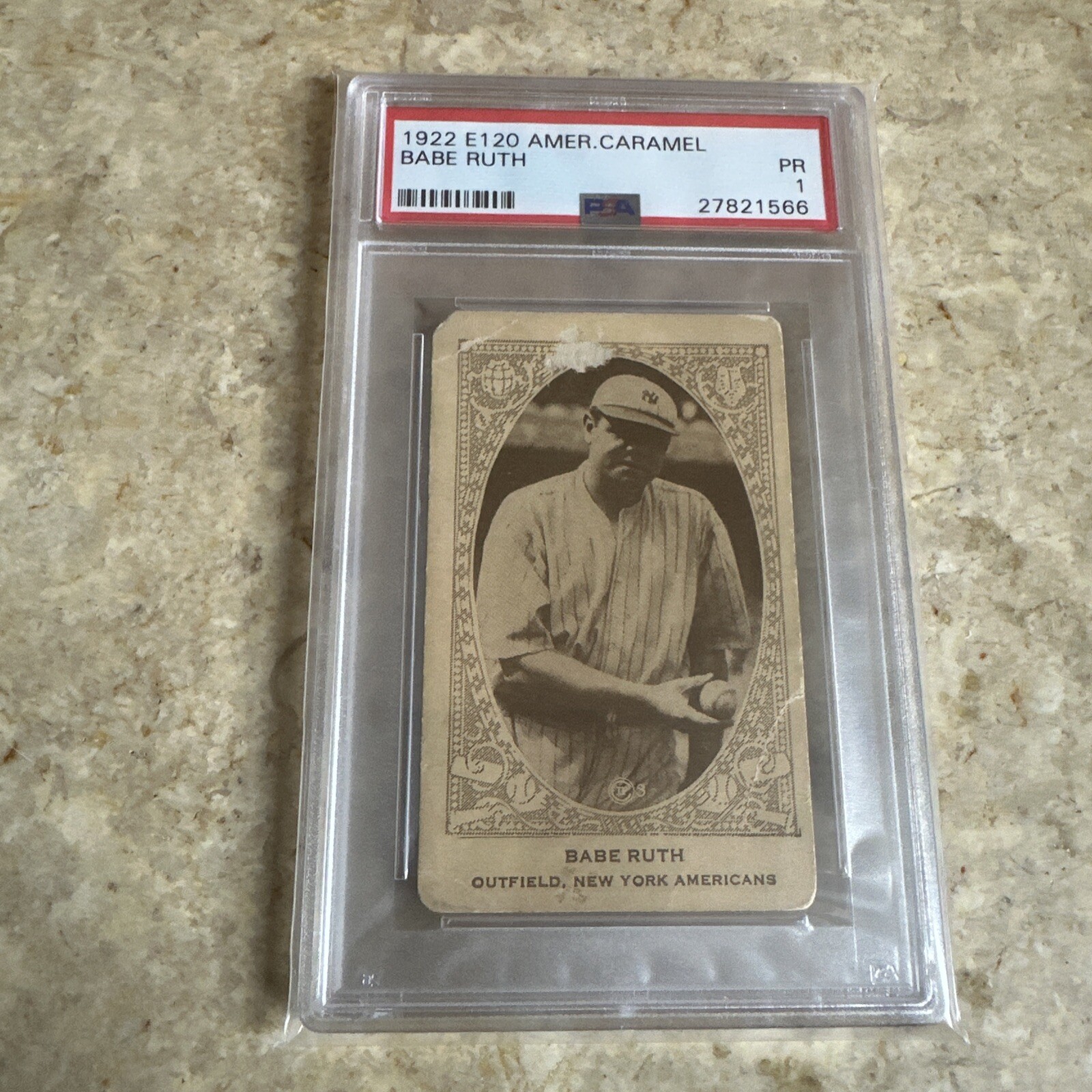 BABE RUTH 1922 AMERICAN CARAMEL PSA 1 ! *CENTERED/*NEW LABEL/*RARER~1933 GOUDEY view 3