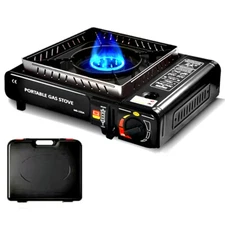 Portable Butane Stove Ovens 8000 BTU Camping & Hiking Cooking Burner +Carry Case
