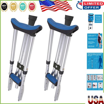Travel-Friendly Foldable Crutches for Adults and Kids 4'11 to 6'1 - 2 Included