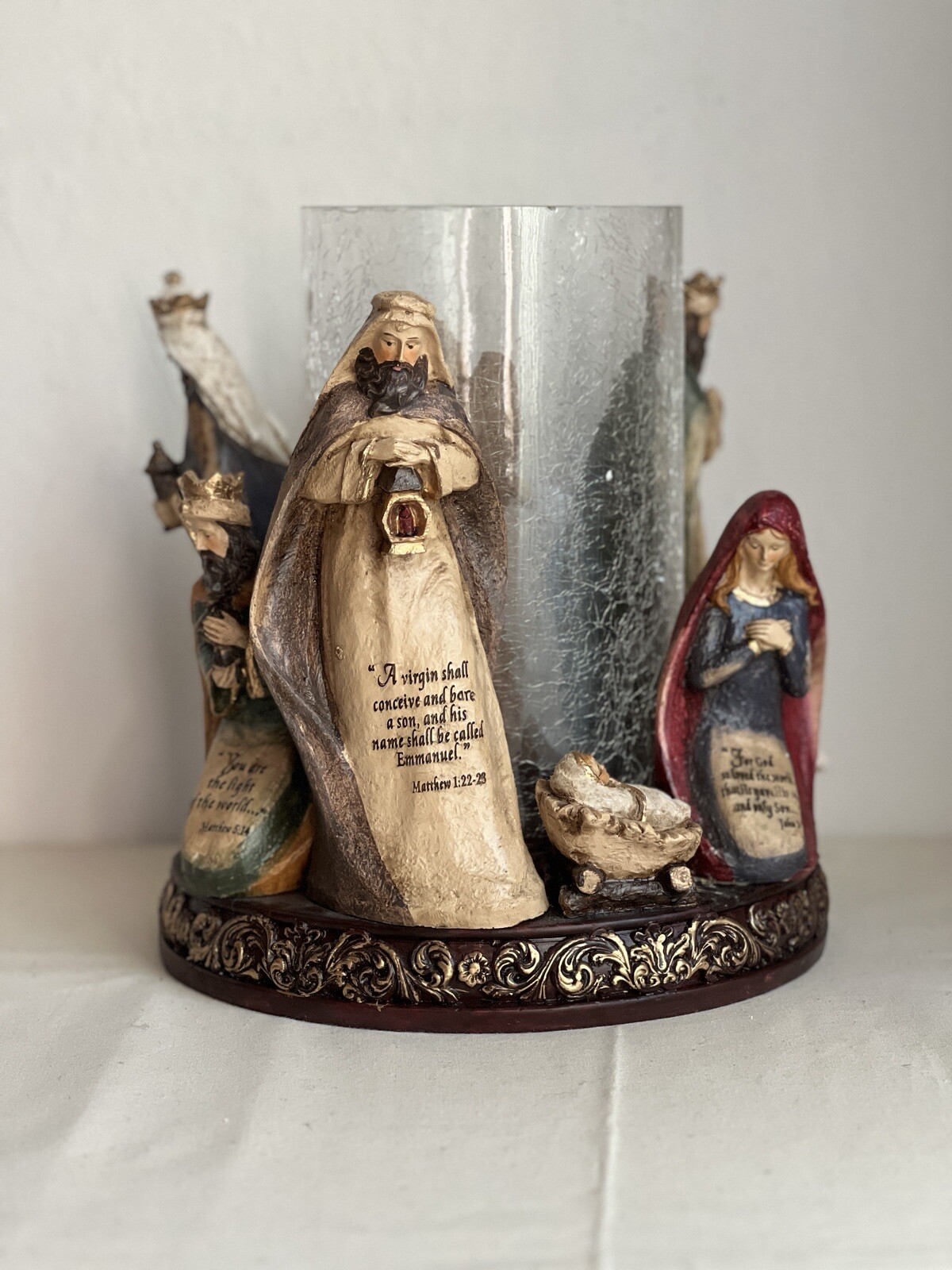 W/ Pedestal 8 Pcs Figurines Bible Quotes